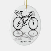 Bikepackfiets zwart-wit keramisch ornament (Rechts)