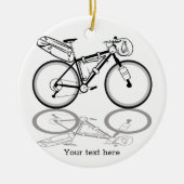 Bikepackfiets zwart-wit keramisch ornament (Voorkant)