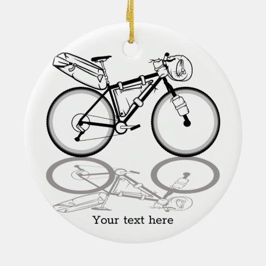 Bikepackfiets zwart-wit keramisch ornament (Achterkant)