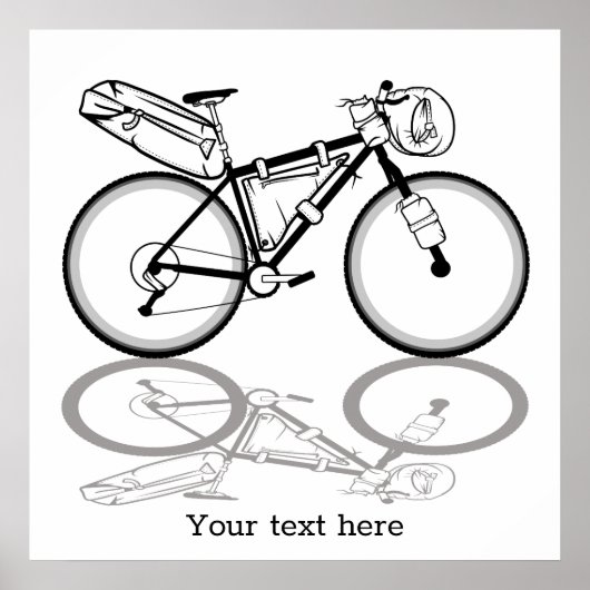 Bikepackfiets zwart-wit poster (Voorkant)