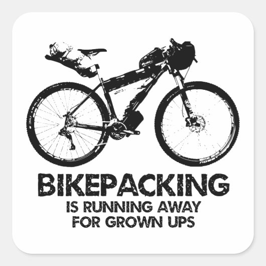 Bikepacking loopt weg voor volwassenen vierkante sticker (Voorkant)