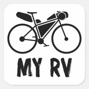 Bikepacking, mijn recreatievoertuig vierkante sticker