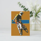 Biker2 — Oranje/blauw Briefkaart (Staand voorkant)