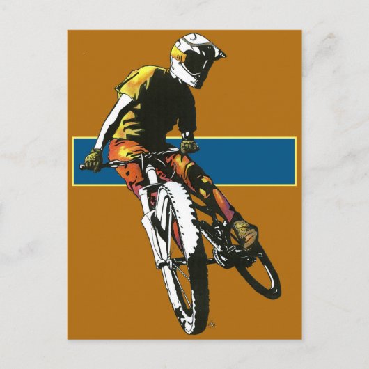Biker2 — Oranje/blauw Briefkaart (Voorkant)