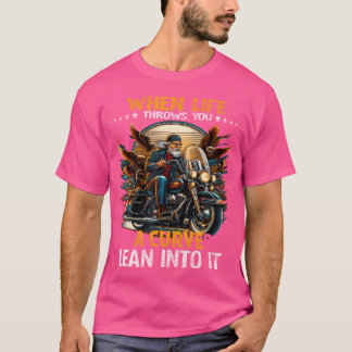 Biker als het leven je een curve voor mannen geeft t-shirt