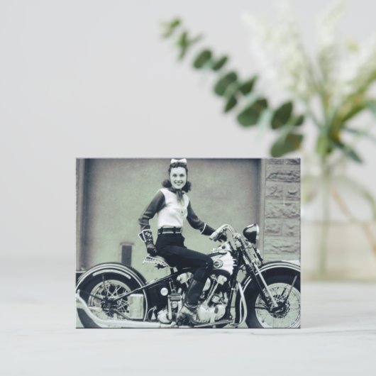 Biker Babe Briefkaart (Staand voorkant)
