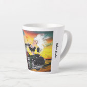 Biker Babe Fantasy Motorfiets Latte Cup Latte Mok (Rechterhoek)