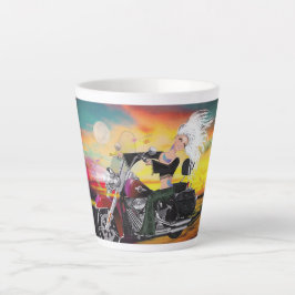 Biker Babe Fantasy Motorfiets Latte Cup Mok