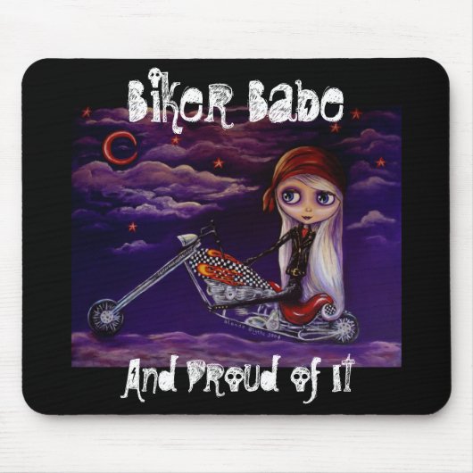 Biker Babe Mousepad Muismat (Voorkant)