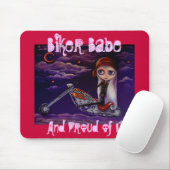 Biker Babe Mousepad Muismat (Met muis)