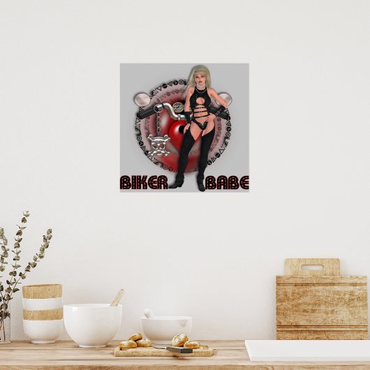 Biker Babe - Poster (Keuken)