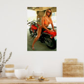 Biker Babe Poster - Blond Bikini Babe (Keuken)