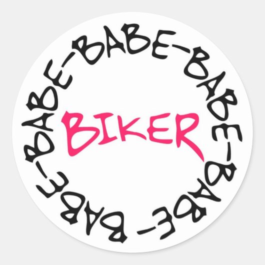 Biker Babe Ronde Sticker (Voorkant)