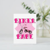 Biker Babe/roze Briefkaart (Staand voorkant)