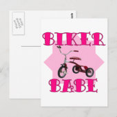 Biker Babe/roze Briefkaart (Voorkant / Achterkant)