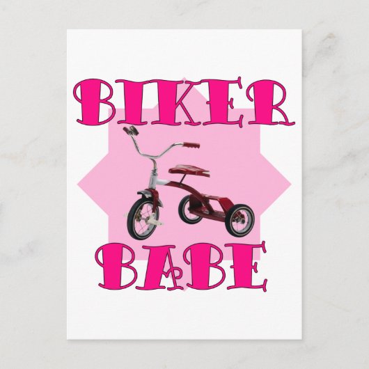Biker Babe/roze Briefkaart (Voorkant)