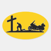 BIKER BIDDEN OVALE STICKER (Voorkant)