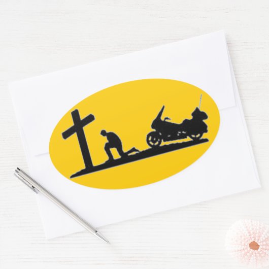 BIKER BIDDEN OVALE STICKER (Envelop)