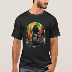 Biker Bigfoot Riding Motorcycle T Shirt