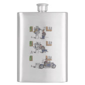 Biker bij de roestvrijstalen erlenmeyer van het Mu Flacon (Voorkant)