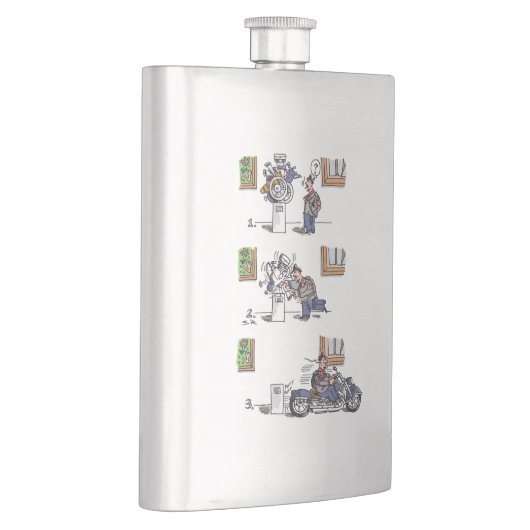 Biker bij de roestvrijstalen erlenmeyer van het Mu Flacon (Rechts)
