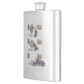 Biker bij de roestvrijstalen erlenmeyer van het Mu Flacon (Links)