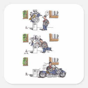 Biker bij Museum grote vierkante stickers