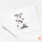 Biker bij Museum grote vierkante stickers (Envelop)