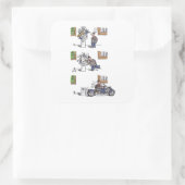 Biker bij Museum grote vierkante stickers (Tas)