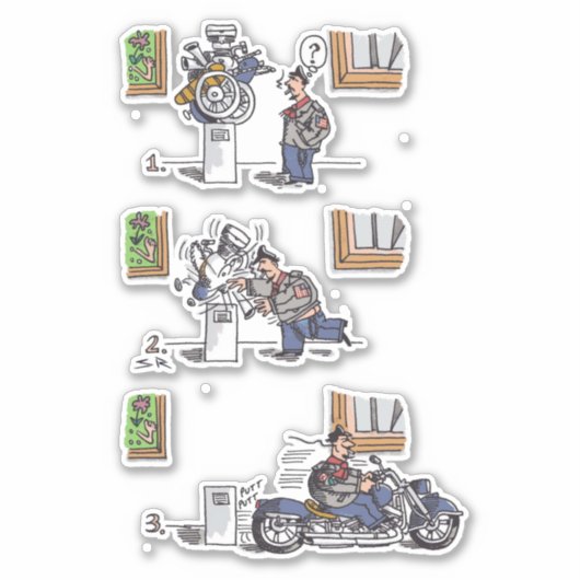 Biker bij museumcontoursticker sticker (Voorkant)