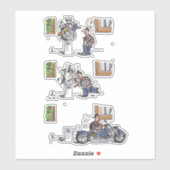 Biker bij museumcontoursticker sticker (Vel)