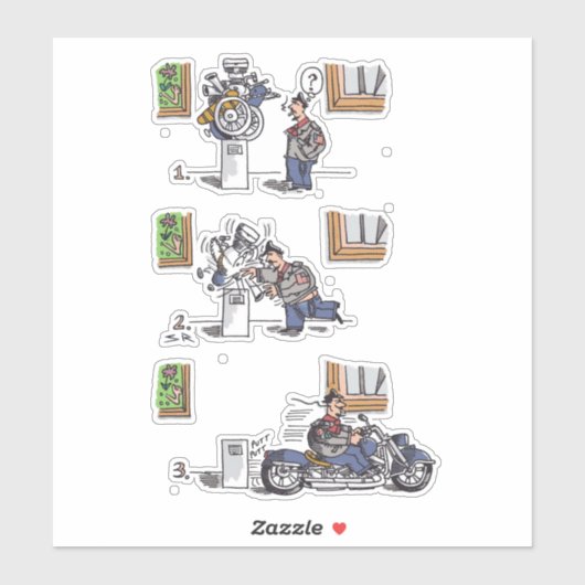 Biker bij museumcontoursticker sticker (Vel)