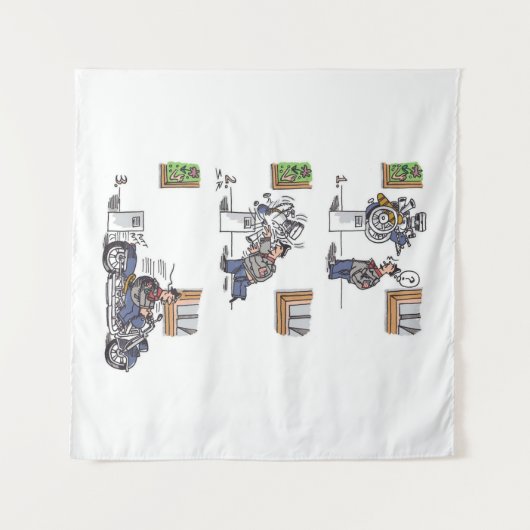 Biker bij museumtapestry wandkleed (Voorkant (horizontaal))