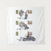 Biker bij museumtapestry wandkleed (Voorkant)