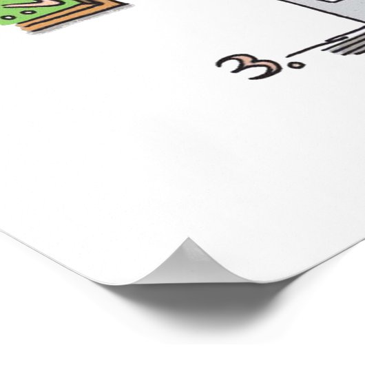 Biker bij poster van museum matte (Hoek)