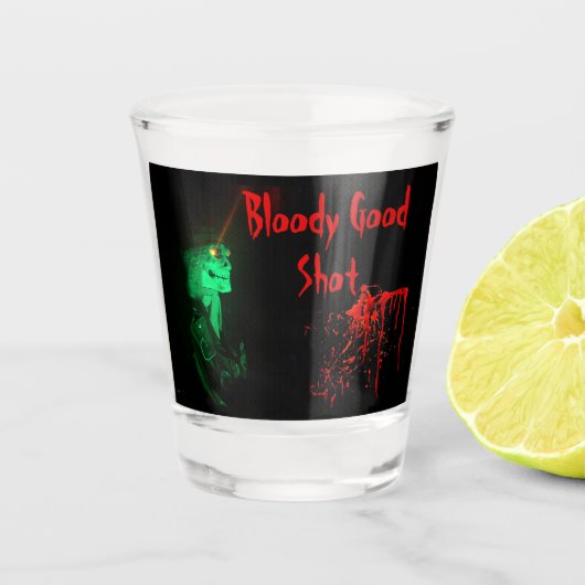 Biker Billy Bloody Goed Halloween Feest Shot Glas (Voorkant)
