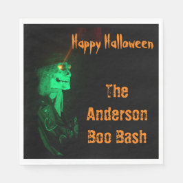 Biker Billy Halloween Skeleton Black & Oranje Servet