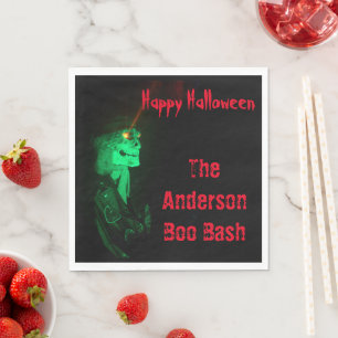 Biker Billy Halloween Skeleton Black & Red Servet