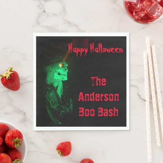 Biker Billy Halloween Skeleton Black & Red Servet (Insitu)