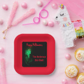 Biker Billy Halloween Skeleton Blood Red & Black Papieren Bordje (Feest)