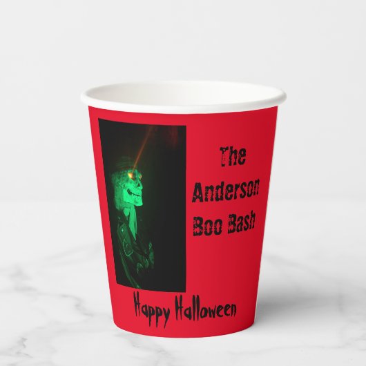 Biker Billy Halloween Skeleton Blood Red Papieren Bekers (Achterkant)