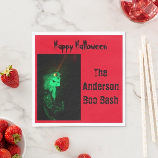 Biker Billy Halloween Skeleton Blood Red Servet (Insitu)