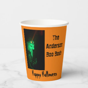 Biker Billy Halloween Skeleton Pumpkin Sinaasappel Papieren Bekers