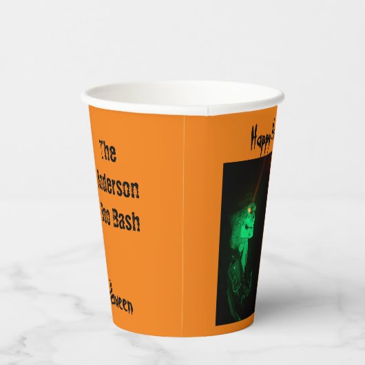 Biker Billy Halloween Skeleton Pumpkin Sinaasappel Papieren Bekers (Rechts)