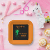 Biker Billy Halloween Skeleton Pumpkin Sinaasappel Papieren Bordje (Feest)