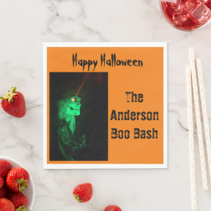 Biker Billy Halloween Skeleton Pumpkin Sinaasappel Servet