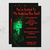 Biker Billy Zwart en Rood Halloween Party Kaart (Voorkant / Achterkant)