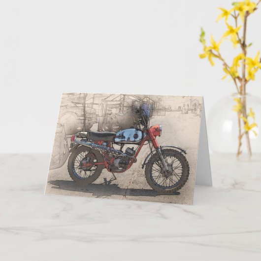 Biker Birthday Kaart motorfiets (Gele Bloem)