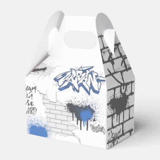 Biker blauwe motorfiets & graffiti bedankdoosjes (Achterkant)