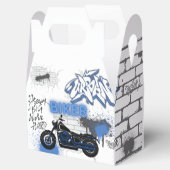 Biker blauwe motorfiets & graffiti bedankdoosjes (Geopend)